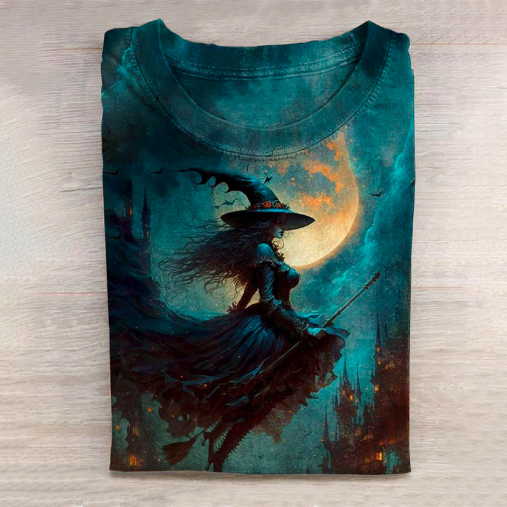 Halloween Witch Print Casual Long Sleeve T-Shirt