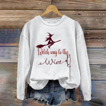 Halloween Witch Printed Casual Sweatshirt