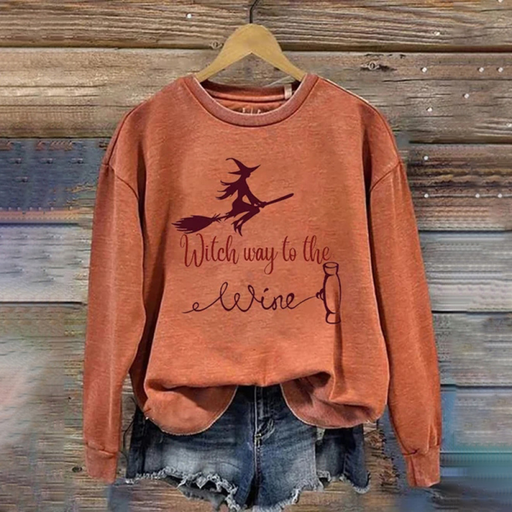 Halloween Witch Printed Casual Sweatshirt