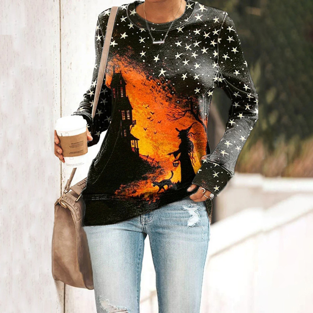 Halloween Witch Printing Casual Sweatshirt