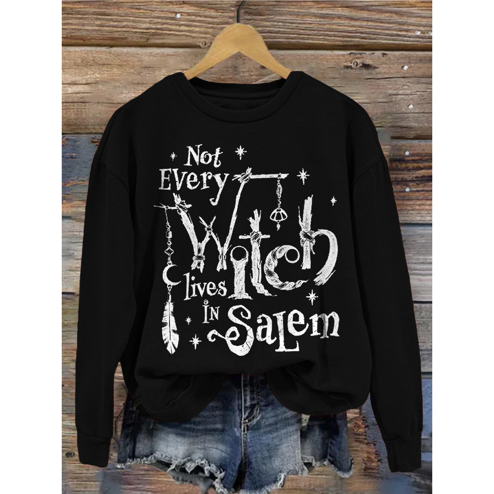 Not Every Witch Lives In Salem Halloween Washed Sweatshirt