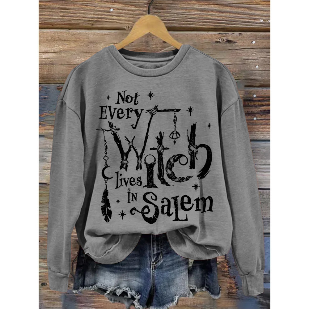 Not Every Witch Lives In Salem Halloween Washed Sweatshirt