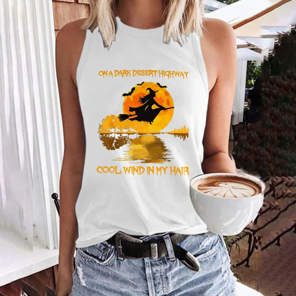 On A Dark Desert Highway Cool Wind In My Hair Print Tank Top