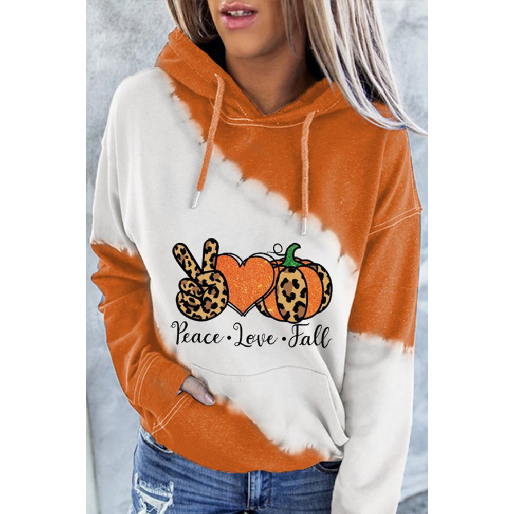 Peace And Love Halloween Print Casual Hoodie