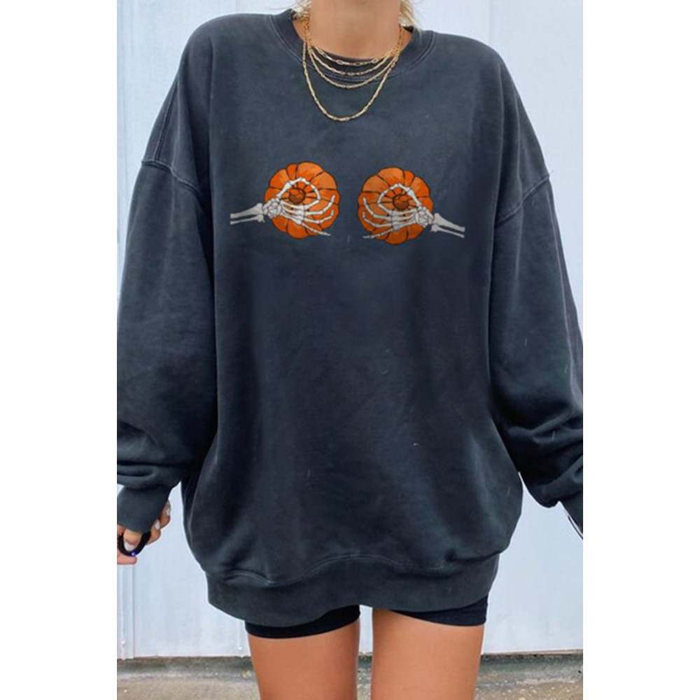 Pumpkin Fun Print Halloween Casual Sweatshirt