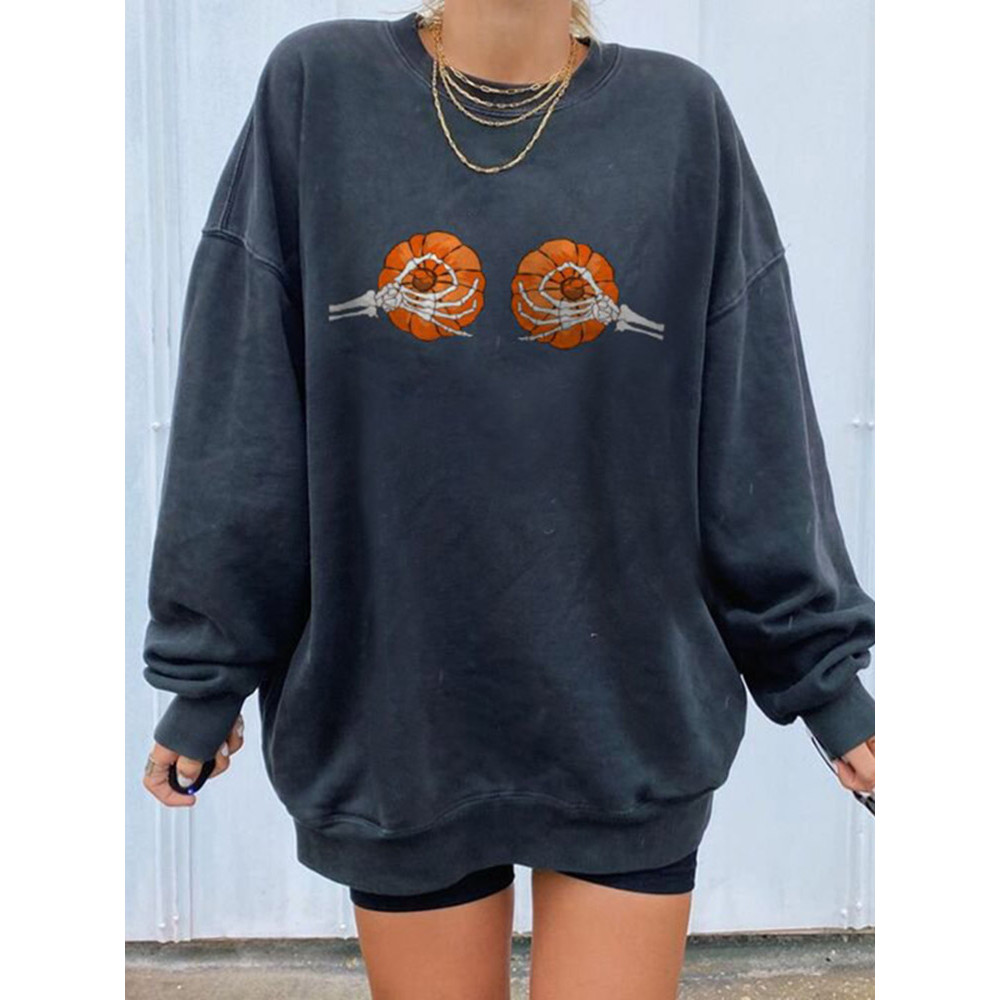 Pumpkin Fun Print Halloween Casual Sweatshirt