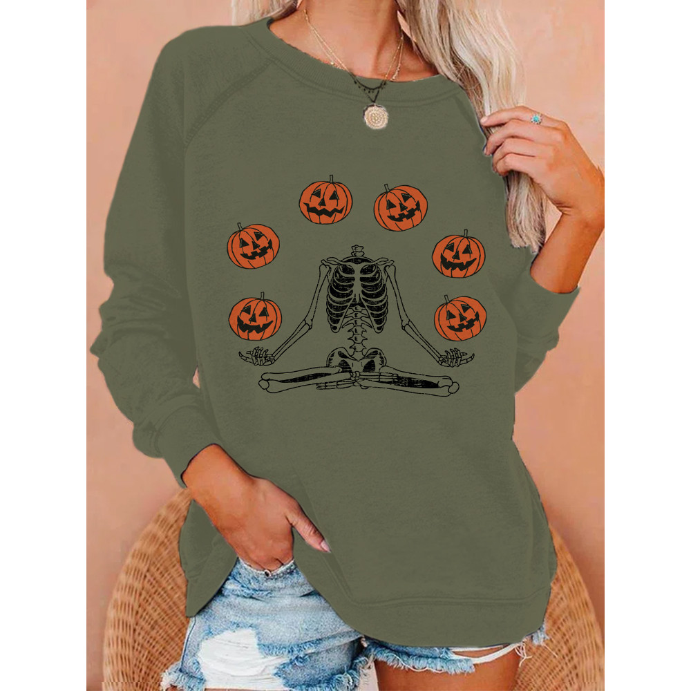 Pumpkins Skeleton Halloween Art Casual Sweatshirt
