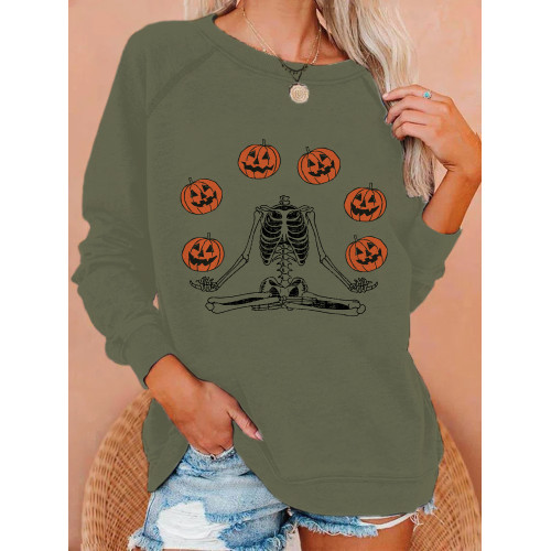 Pumpkins Skeleton Halloween Art Casual Sweatshirt
