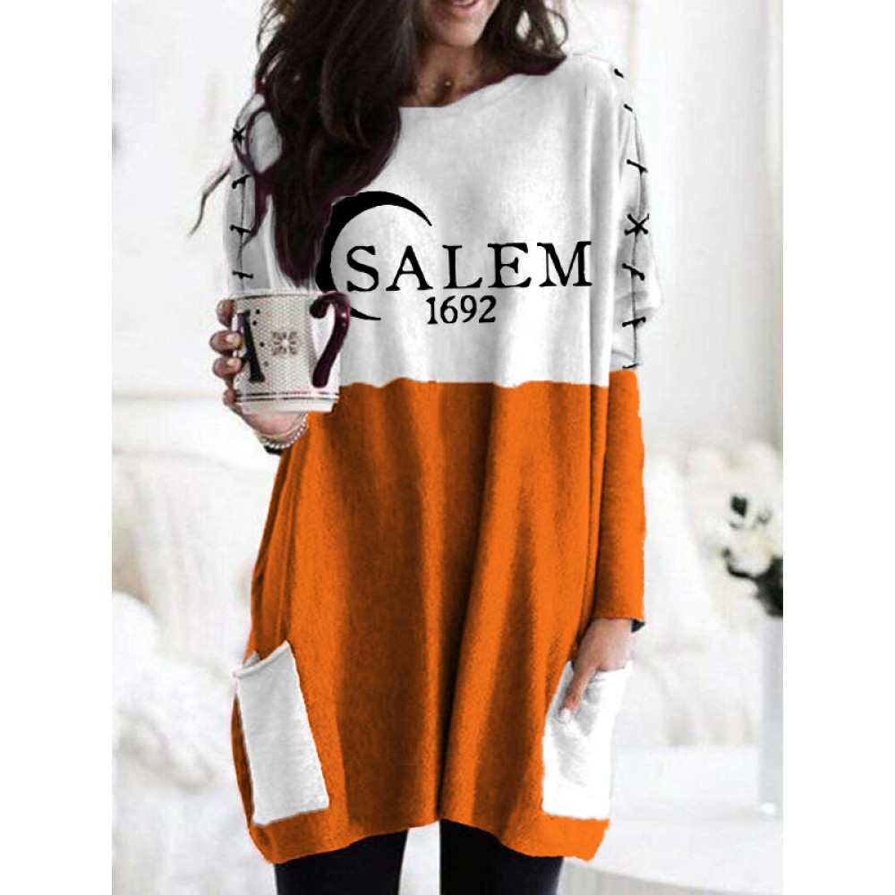 Salem 1692 Halloween Contrast Color Patch Pockets Tunic