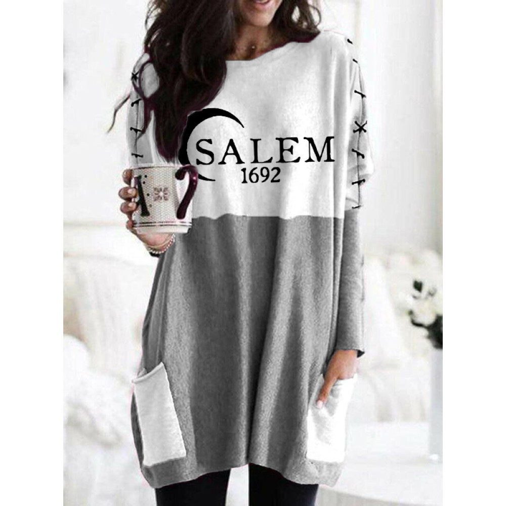 Salem 1692 Halloween Contrast Color Patch Pockets Tunic
