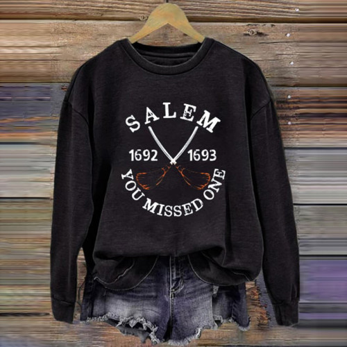 Salem 1692 They Missed One Print Round Neck Long Sleeve Sweatshirt