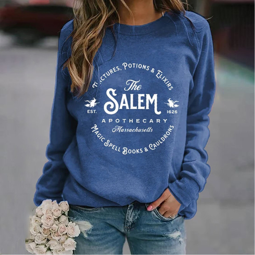 Salem Massachusetts Happy Halloween Witch Print Sweatshirt