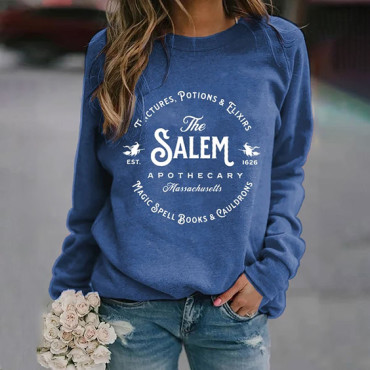 Salem Massachusetts Happy Halloween Witch Print Sweatshirt