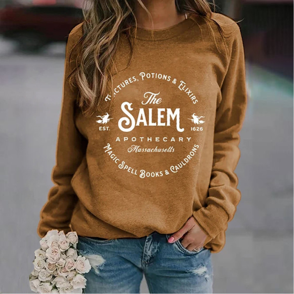 Salem Massachusetts Happy Halloween Witch Print Sweatshirt