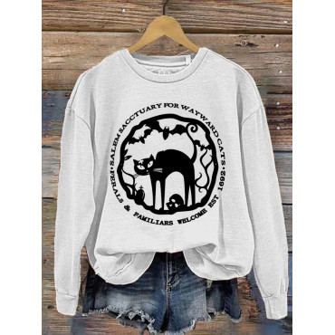 Salem Sanctuary For Wayward Cats Ferals & Familiars Elcome Est 1692 Halloween Sweatshirt