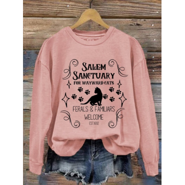 Salem Sanctuary For Wayward Cats Ferals & Familiars Elcome Est 1692 Halloween Sweatshirt