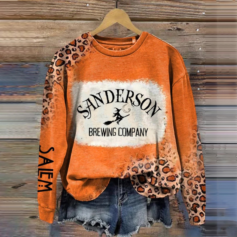 Salem Witch Print Casual Sweatshirt