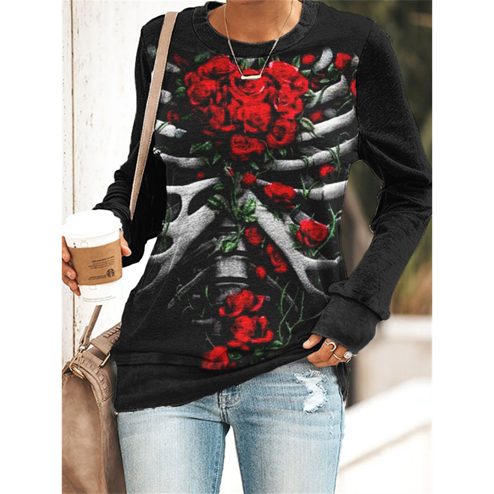 Skeleton With Roses Art Graphic Sweatshirt