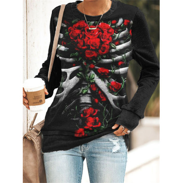 Skeleton With Roses Art Graphic Sweatshirt
