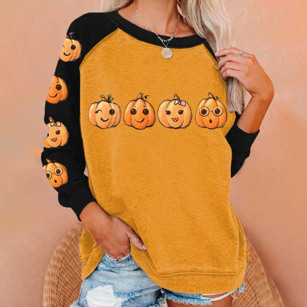 Smiley Pumpkin Long Sleeve Sweatshirt