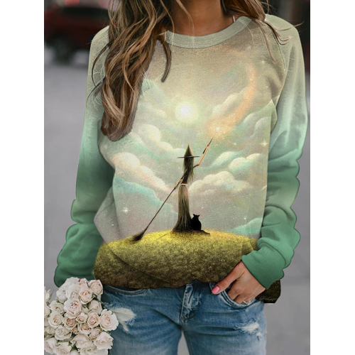 Spellcasting Witch Print Long Sleeve Sweatshirt