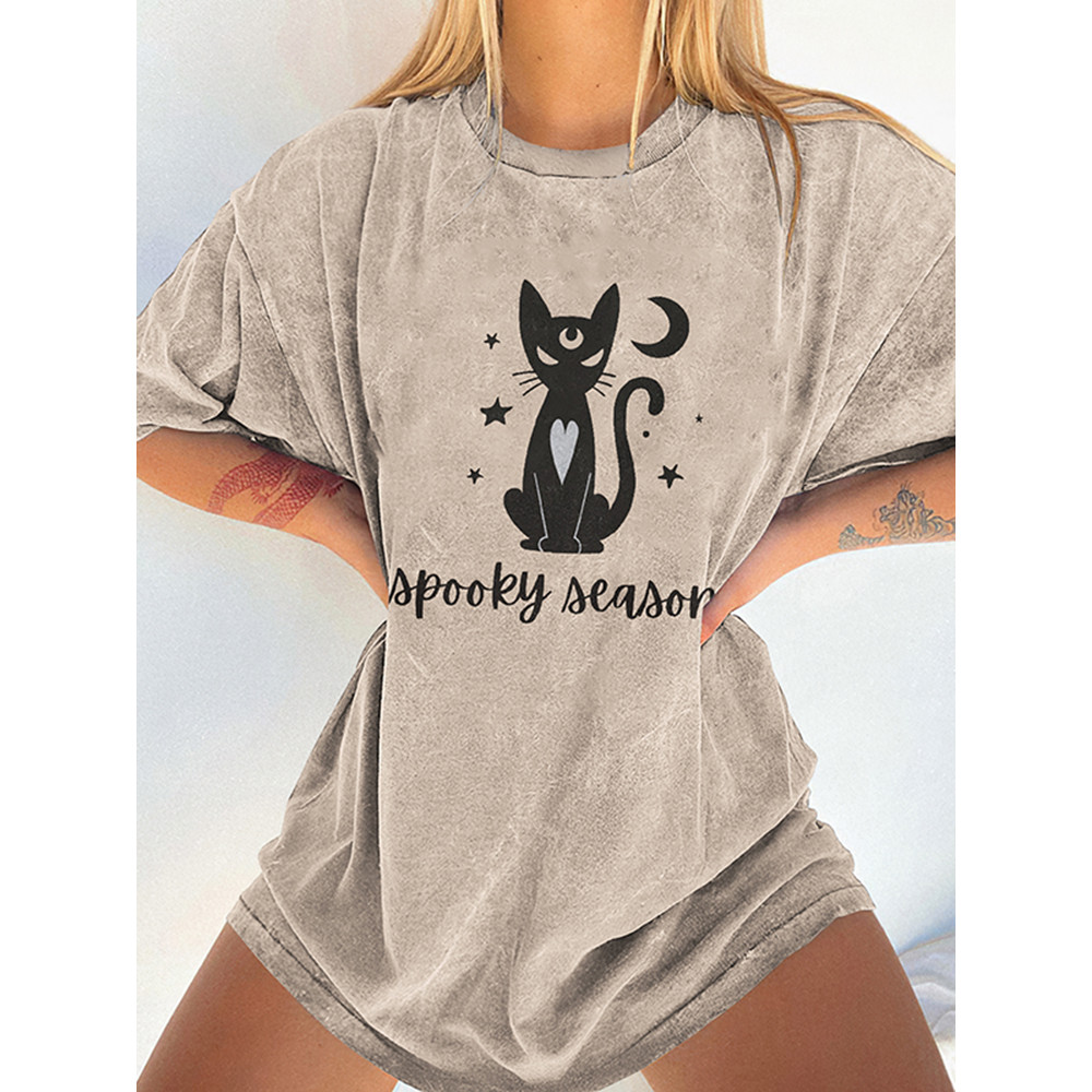 Spooky Season Print Short Sleeve T-Shirt