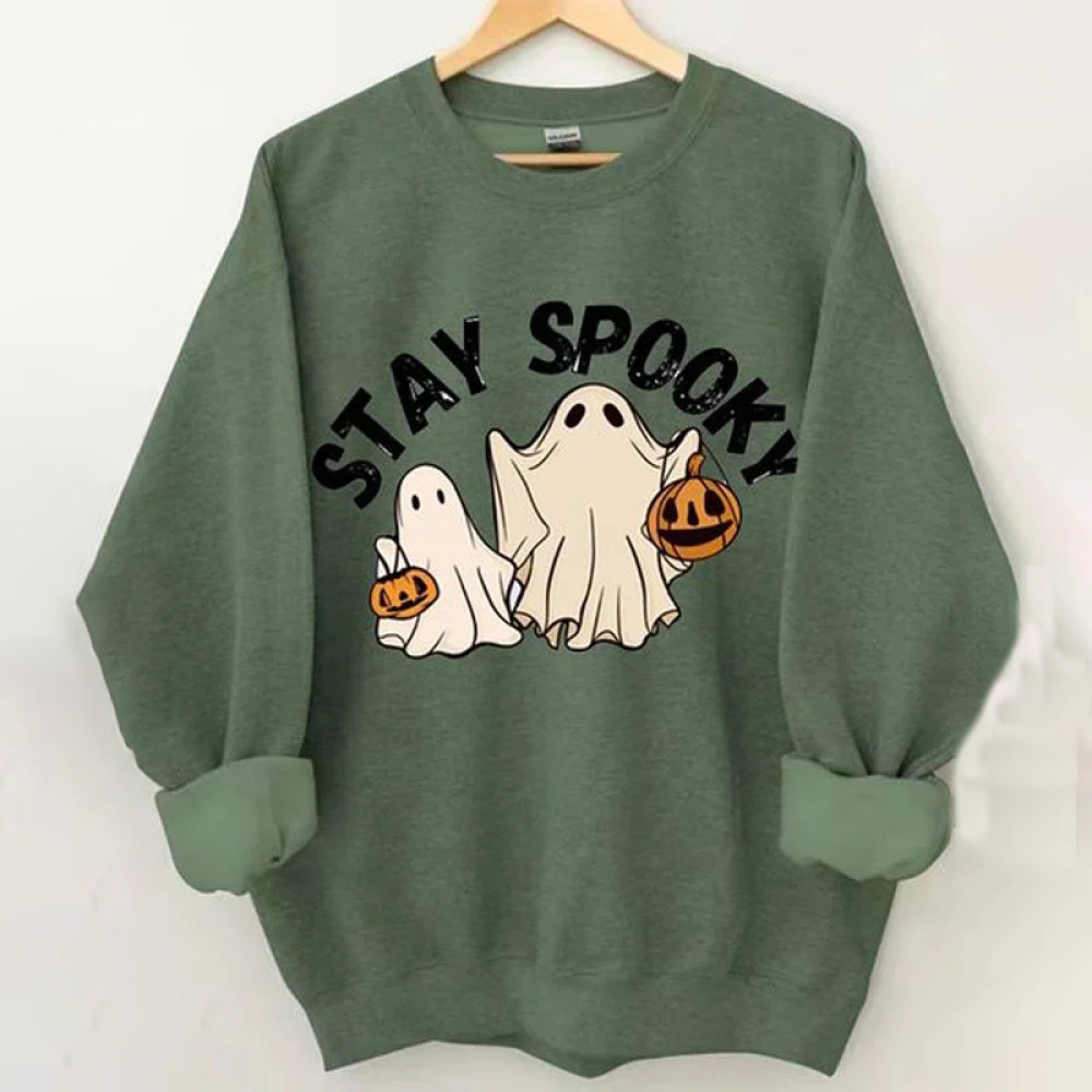 Stay Spooky Print Casual Sweatshirt
