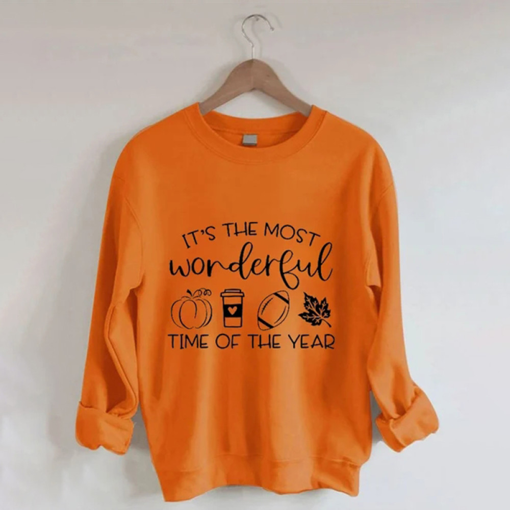 The Most Wonderful Time of The Year Fall Drinking Pumpkin Maple Sweatshirt