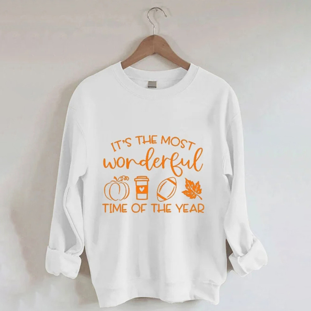 The Most Wonderful Time of The Year Fall Drinking Pumpkin Maple Sweatshirt