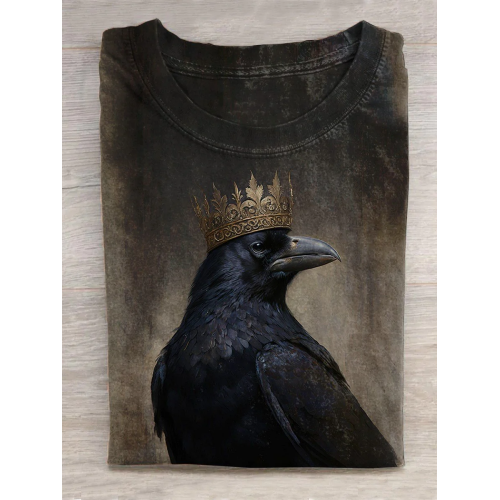 Unisex Halloween Raven Print Casual T-Shirt