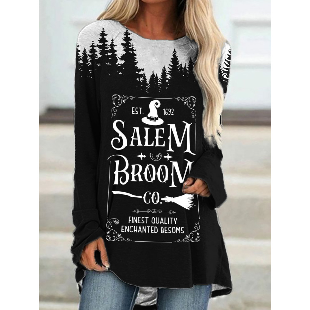 Vintage Salem Broom Co Dark Forest Contrast A Line T Shirt