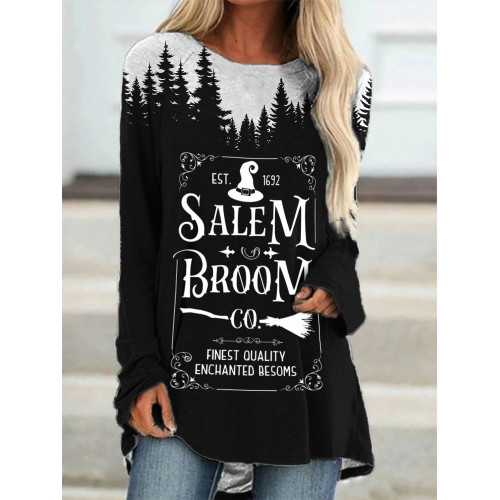 Vintage Salem Broom Co Dark Forest Contrast A Line T Shirt