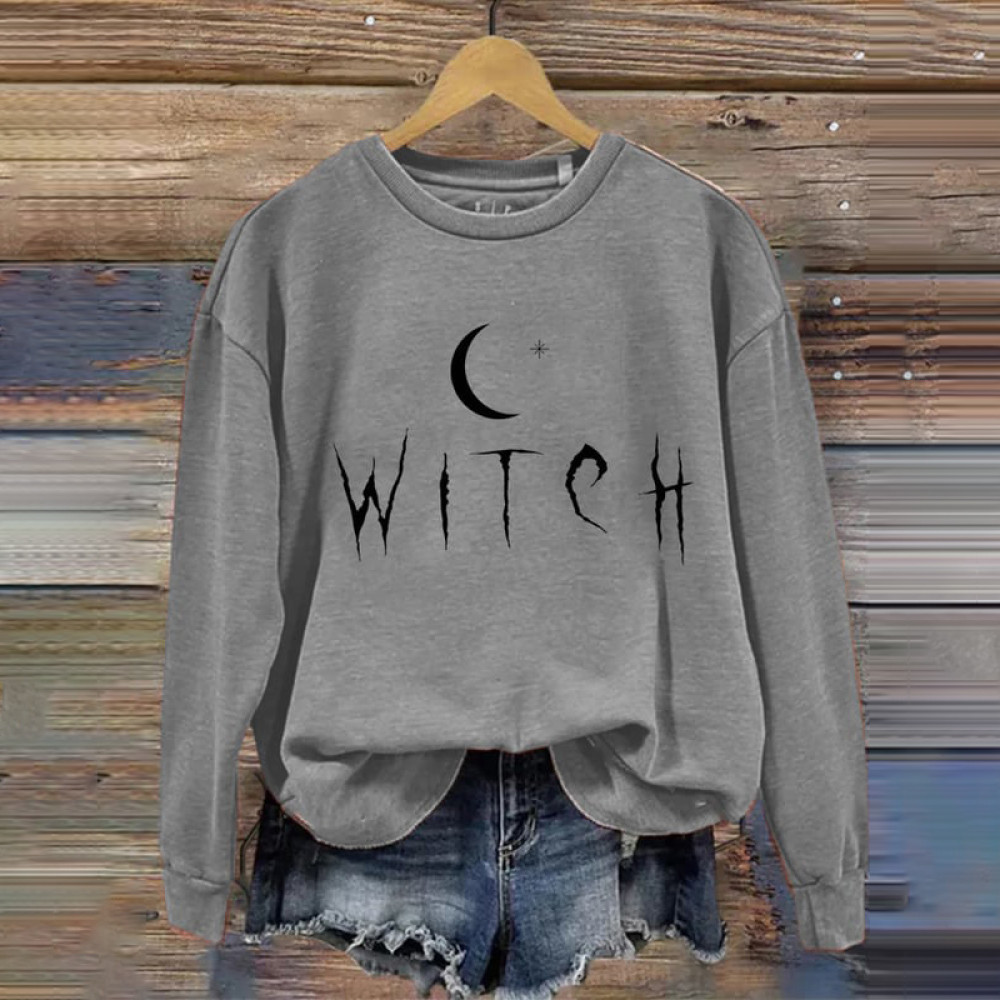 Witch Moon Star Print Casual Sweatshirt
