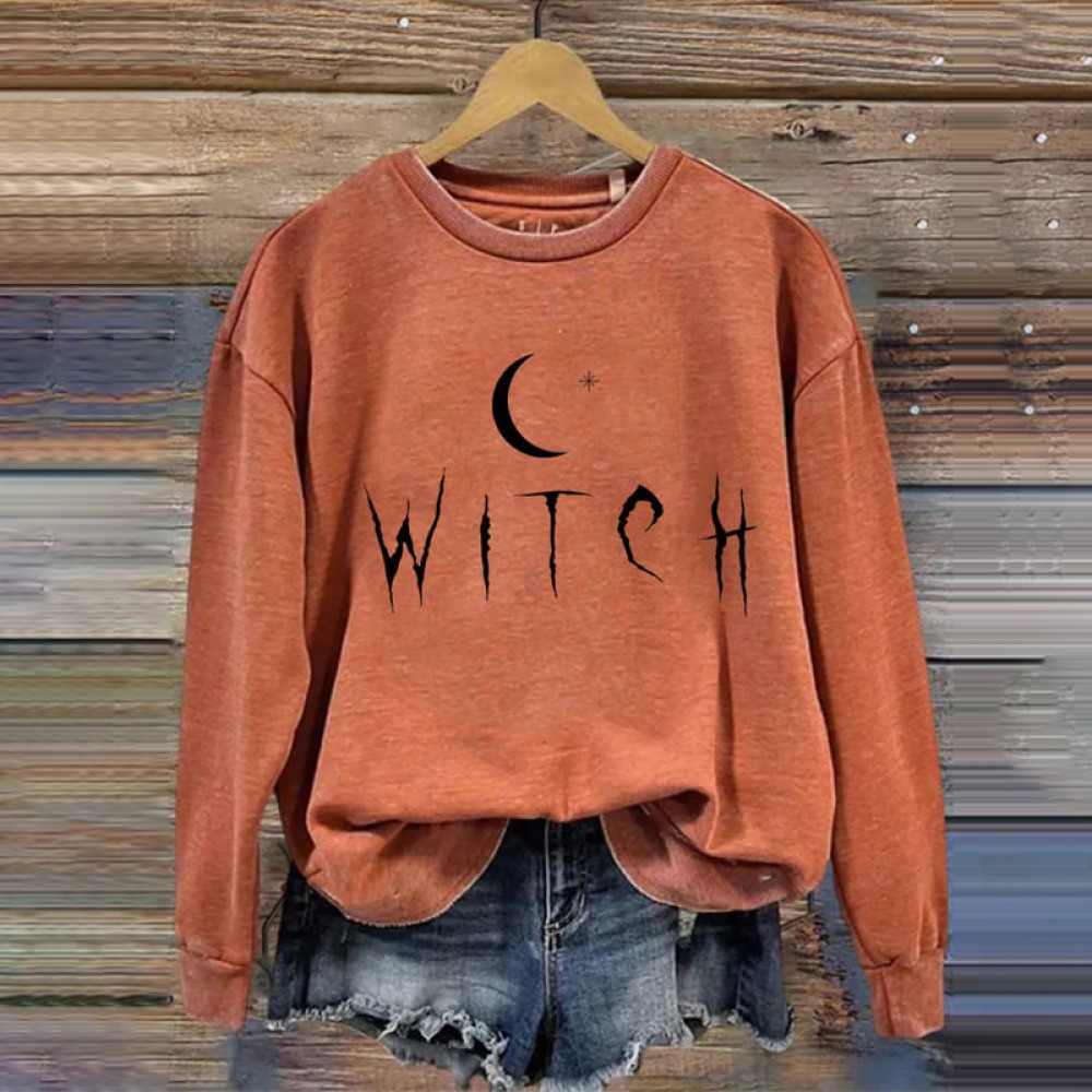 Witch Moon Star Print Casual Sweatshirt
