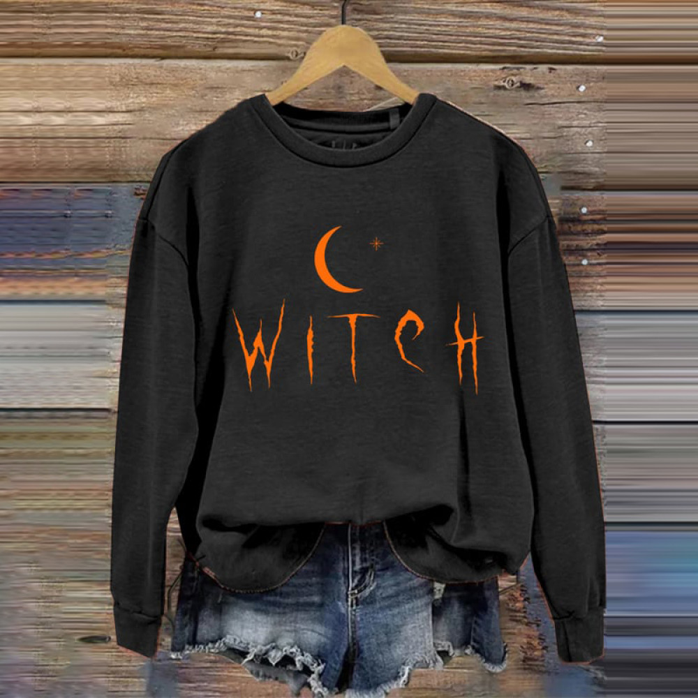 Witch Moon Star Print Casual Sweatshirt