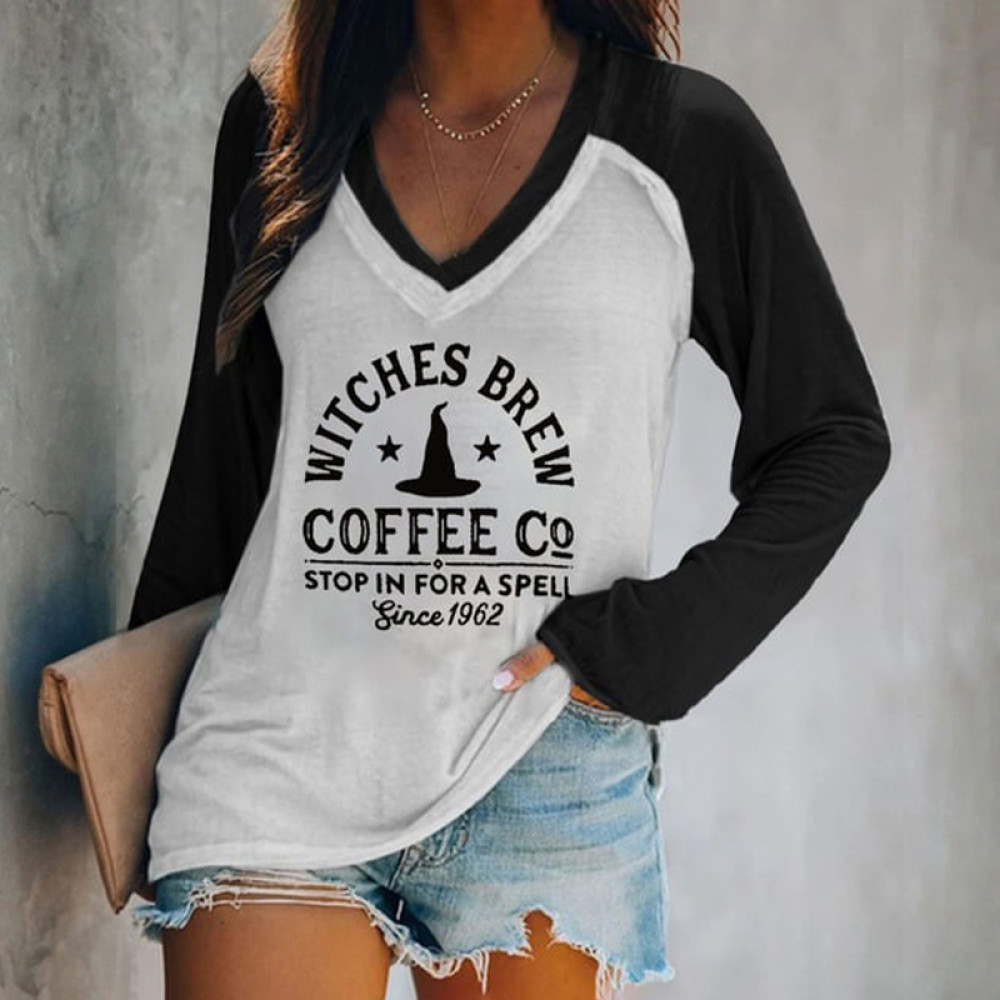 Witches Brew Coffee Co Stop In For A Spell Since 1962 Print Long Sleeve T-Shirt