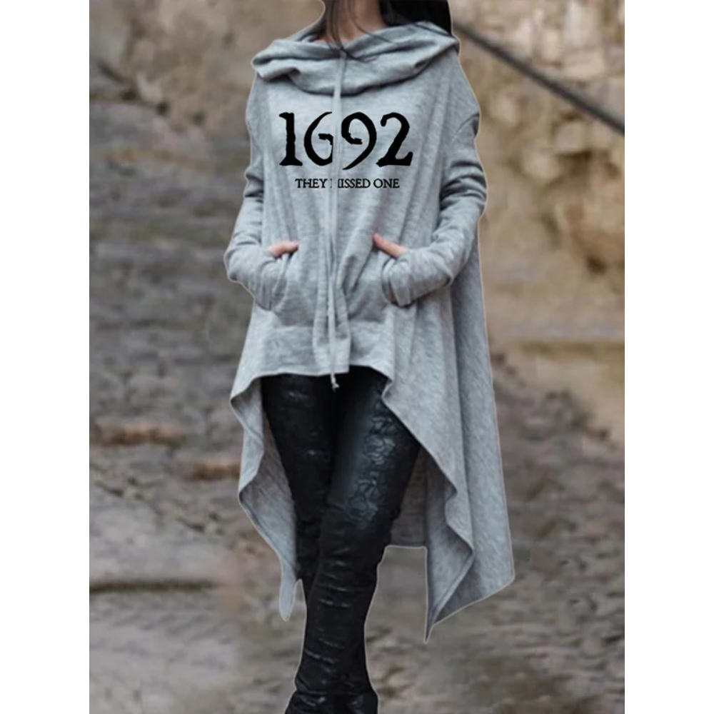 Women's 1692 They Missed One Salem Witch Print Cape Hoodie