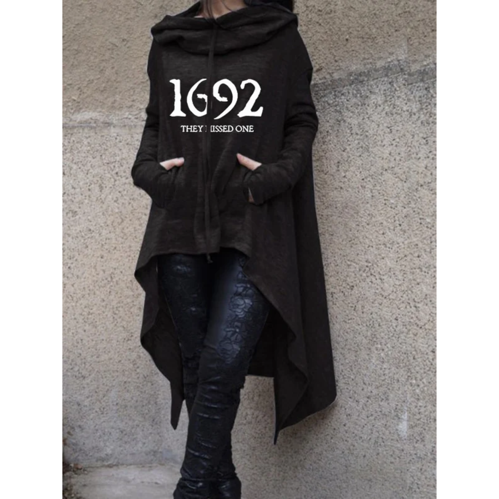 Women's 1692 They Missed One Salem Witch Print Cape Hoodie