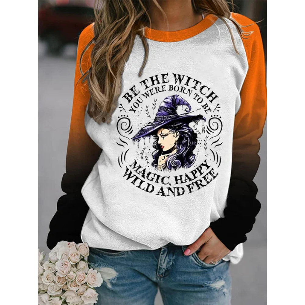 Women's Be The Witch You Were Born To Be Halloween Print Casual Sweatshirt