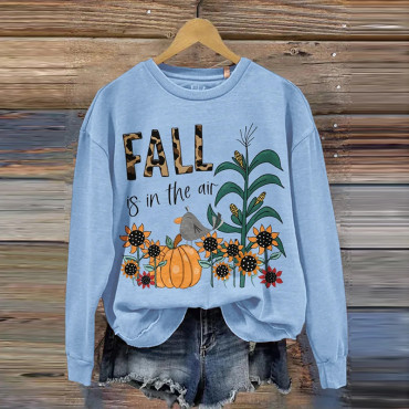 Women's Fall Is In The Air Print Casual Long Sleeve Sweatshirt