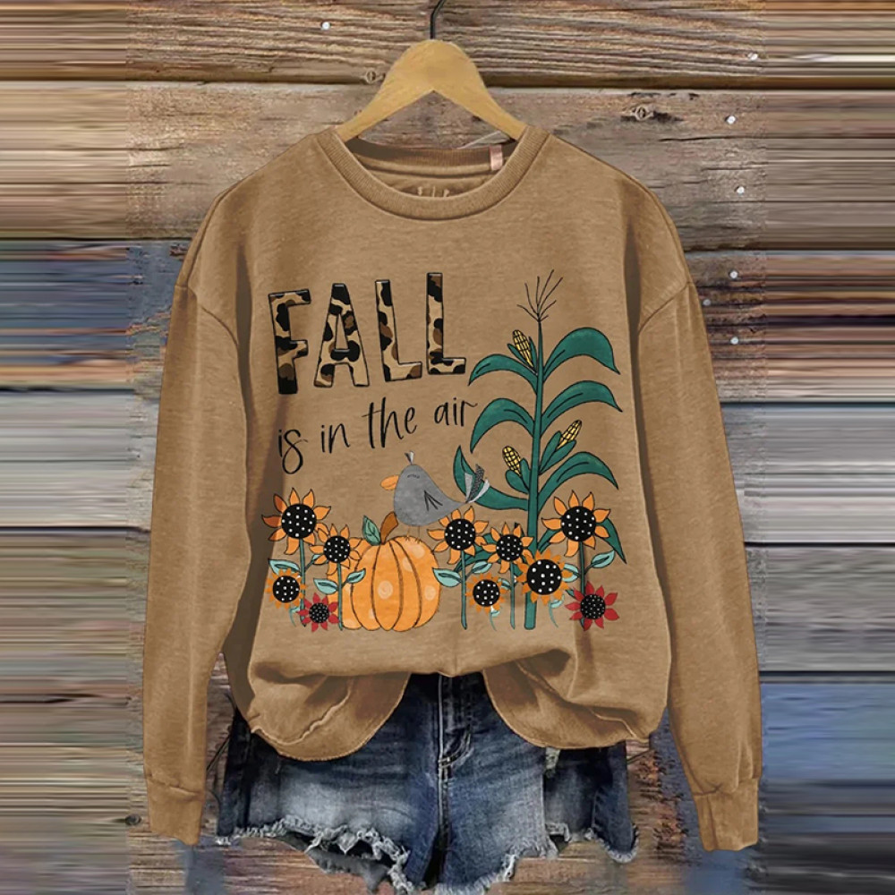 Women's Fall Is In The Air Print Casual Long Sleeve Sweatshirt