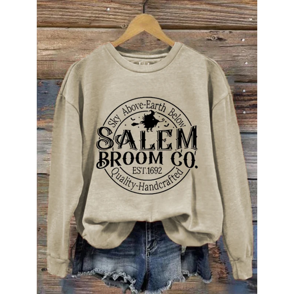 Women's Funny Halloween Salem Broom Co. Casual Sweatshirt
