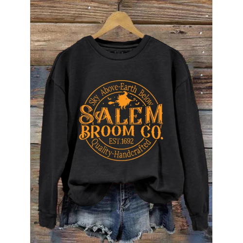 Women's Funny Halloween Salem Broom Co. Casual Sweatshirt