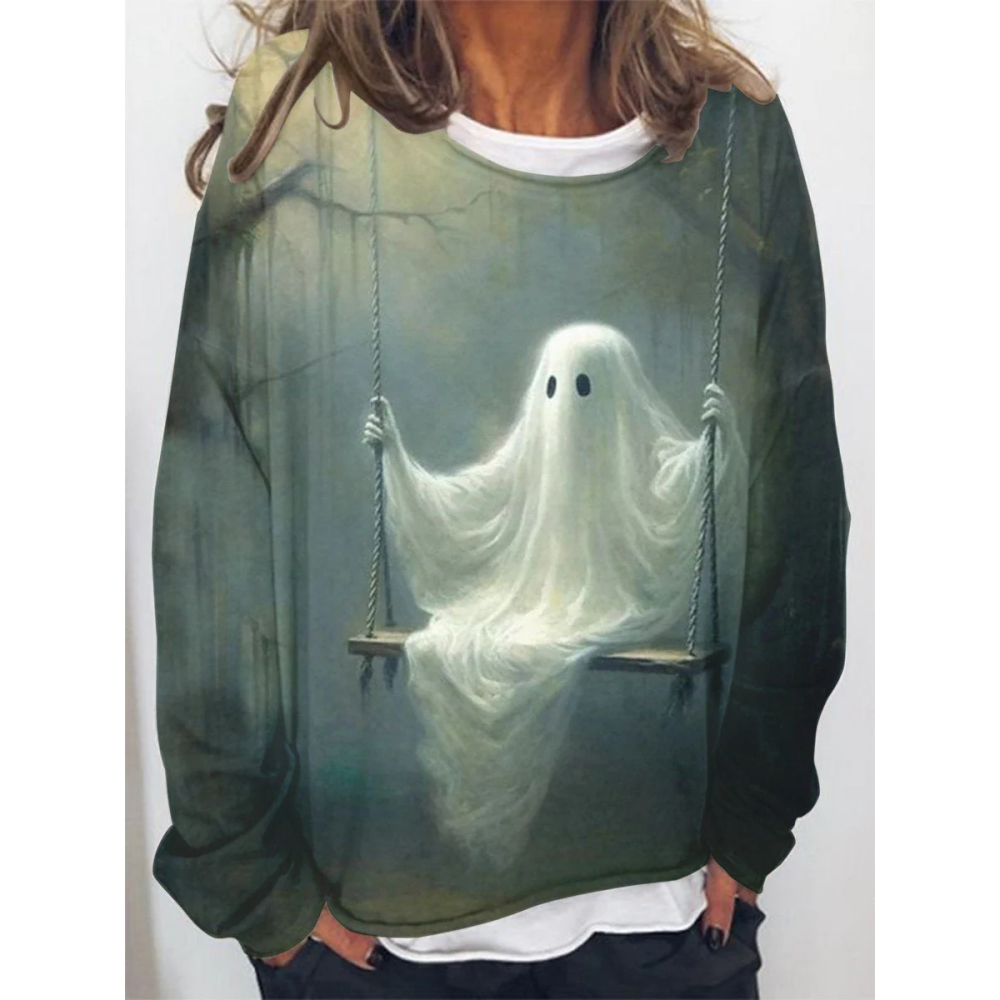 Women's Halloween Ghost Print Sweatshirt