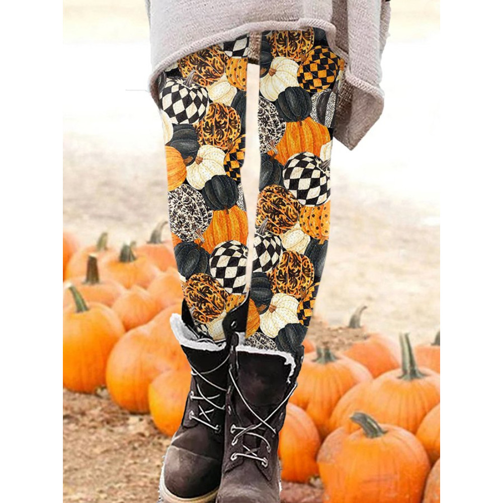 Women's Halloween Pumpkin Print Comfy Leggings