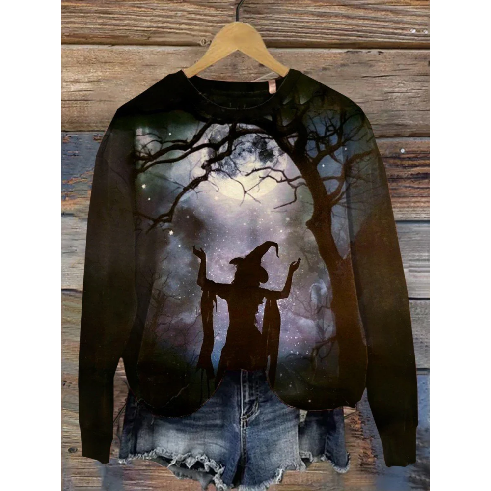 Women's Halloween Witch Print Casual Sweatshirt