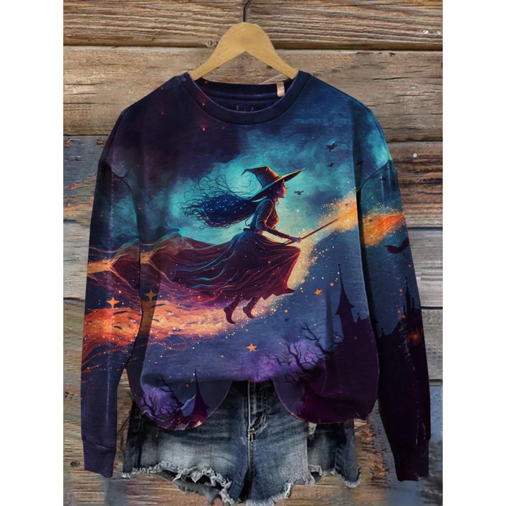 Women's Halloween Witch Print Casual Sweatshirt