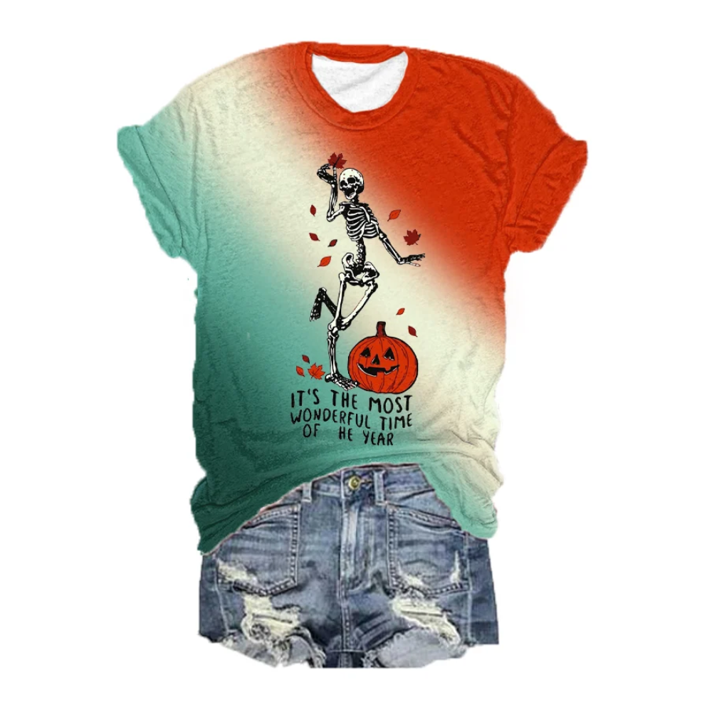 Women's It's The Most Wonderful Time of The Year Fall Drinking Pumpkin Skull T-Shirt