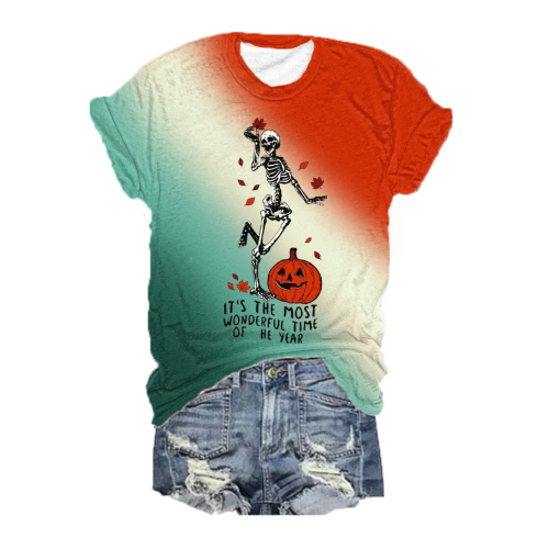 Women's It's The Most Wonderful Time of The Year Fall Drinking Pumpkin Skull T-Shirt