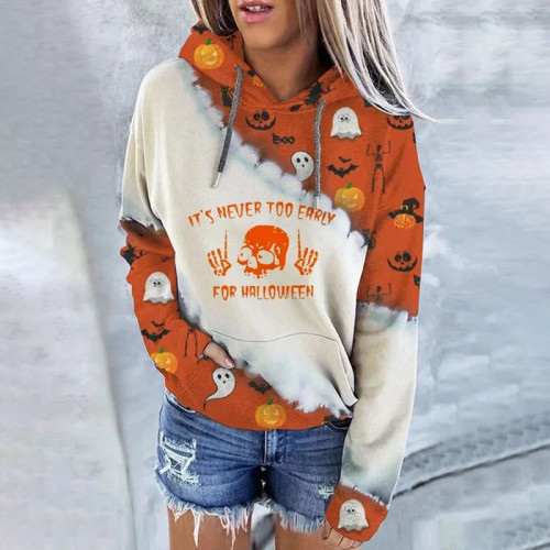 Women's Printed Drop Shoulder Pocket Hoodie